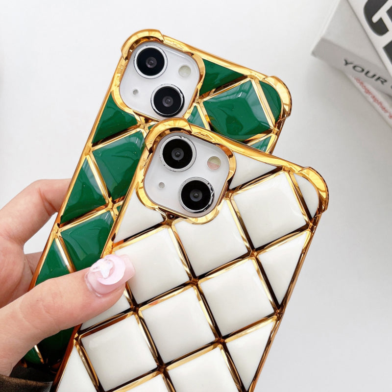 For iPhone 13 TPU Case Diamond Pattern Phone Cover Electroplating Golden Edge For iPhone 13 TPU Case Diamond Pattern Phone Cover Electroplating Golden Edge